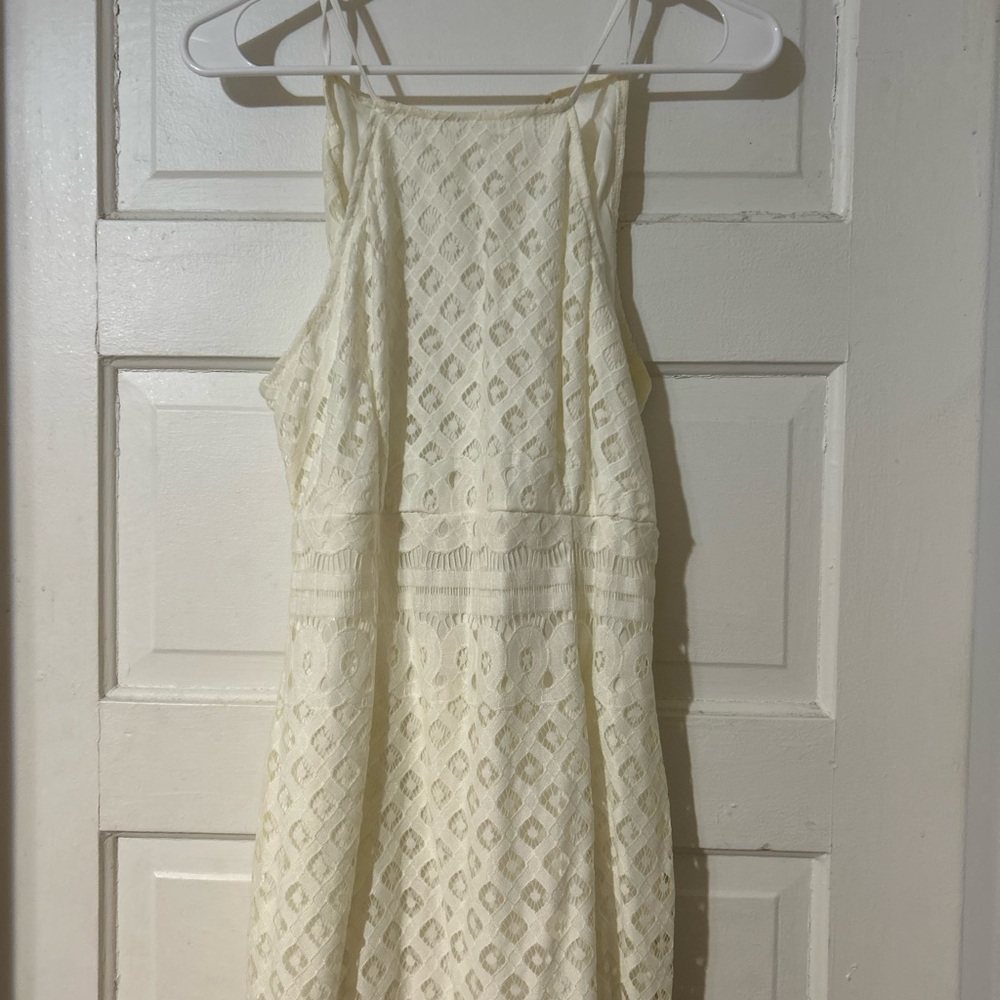 YOINS Cream Lace Mini Dress